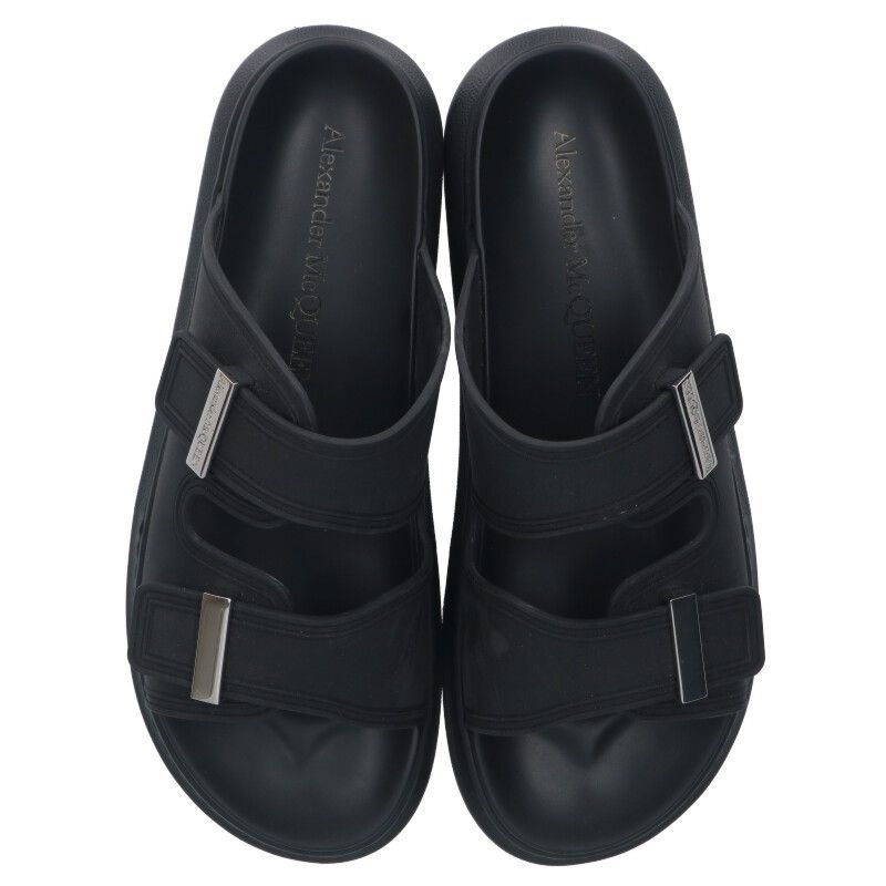 メンズ*Alexander McQueen*ダブルベルクロ レザーサンダル ロゴ アレキサンダーマックイーン 663563 ダブルベルトラバーサンダル