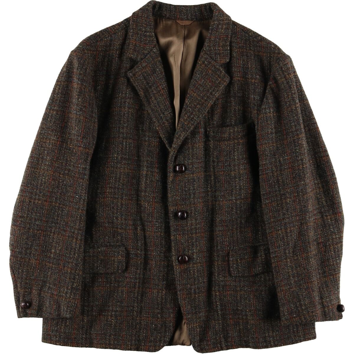 古着 60年代 Dunn ＆ Co Harris Tweed ハリスツイード チェック柄 ウールテーラードジャケット メンズL相当 ヴィンテージ/eaa505493