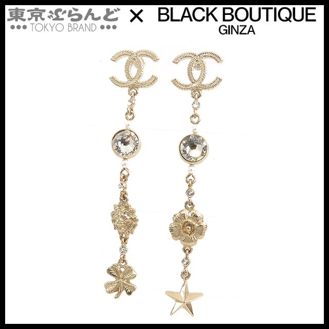 シャネル CHANEL ロングピアス A20C ゴールド メタル ラインストーン ココマーク スター クローバー カメリア ライオン レディース 101783441