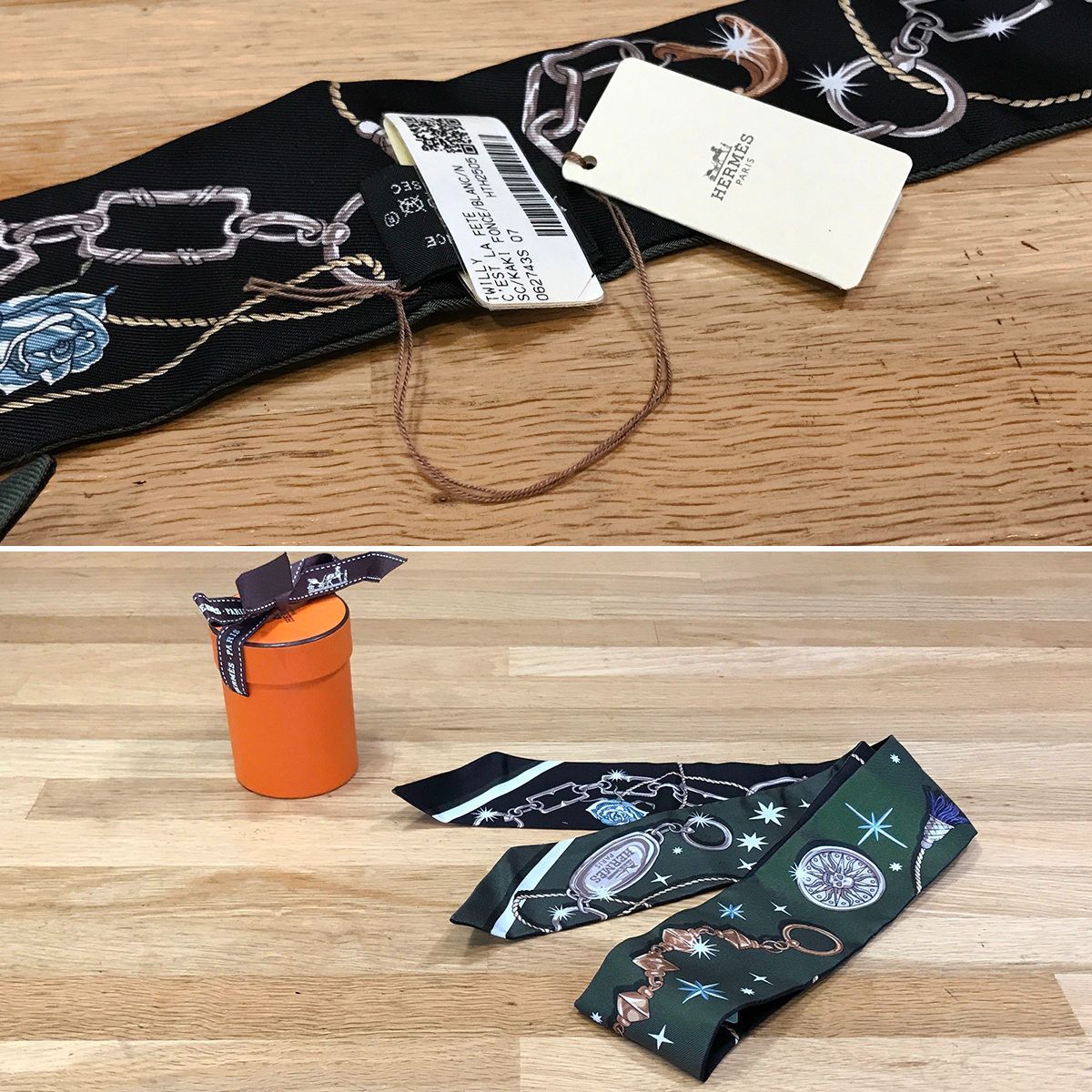 新品タグ付き　HERMES ツイリー セラフェット カーキフォンセ 2025年秋冬 HERMES エルメス スカーフ ツイリー セラフェット