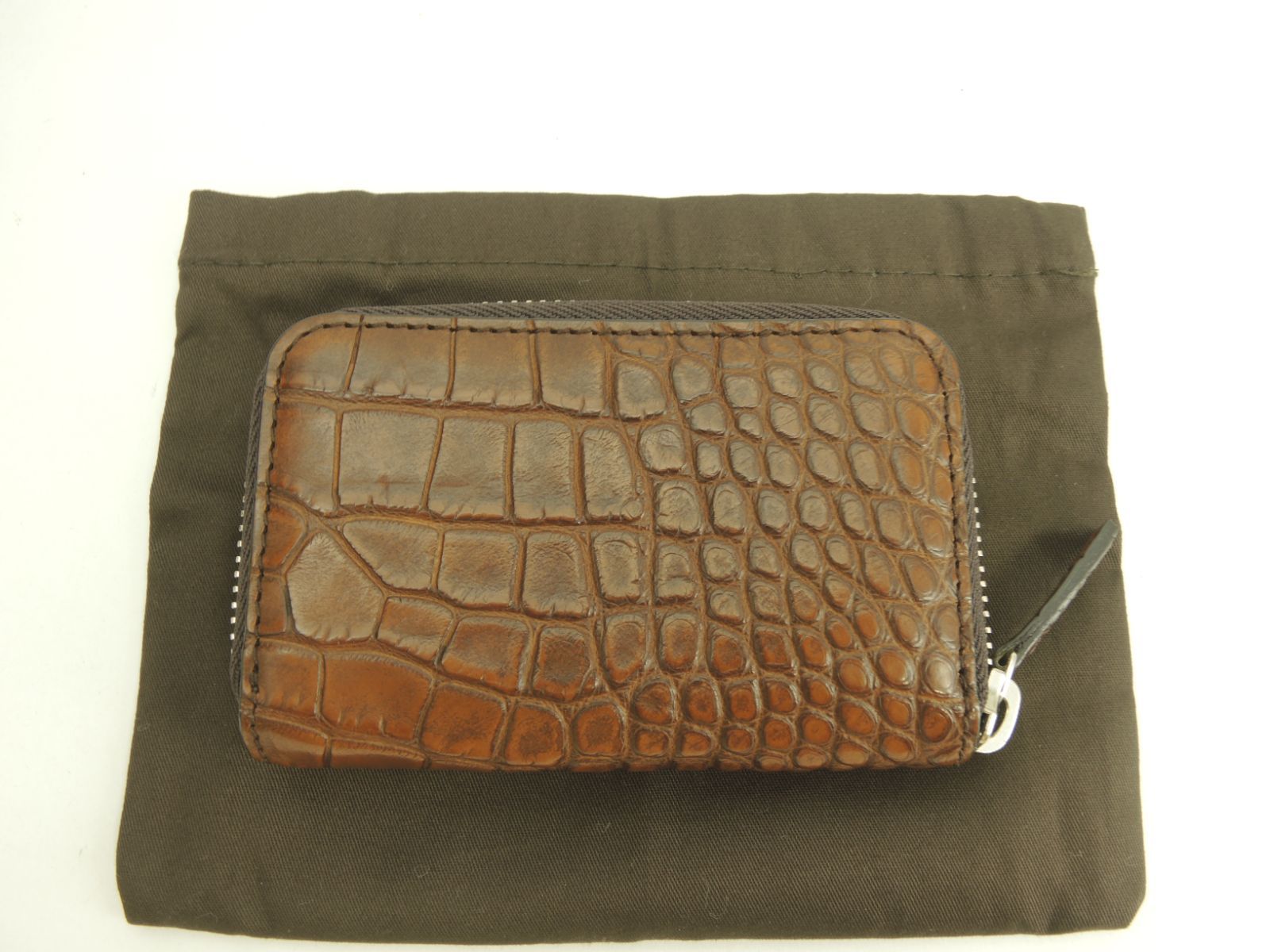 グッチ コインケース マットクロコダイル 茶 ジップミニ財布 カードホルダー ♥ 43