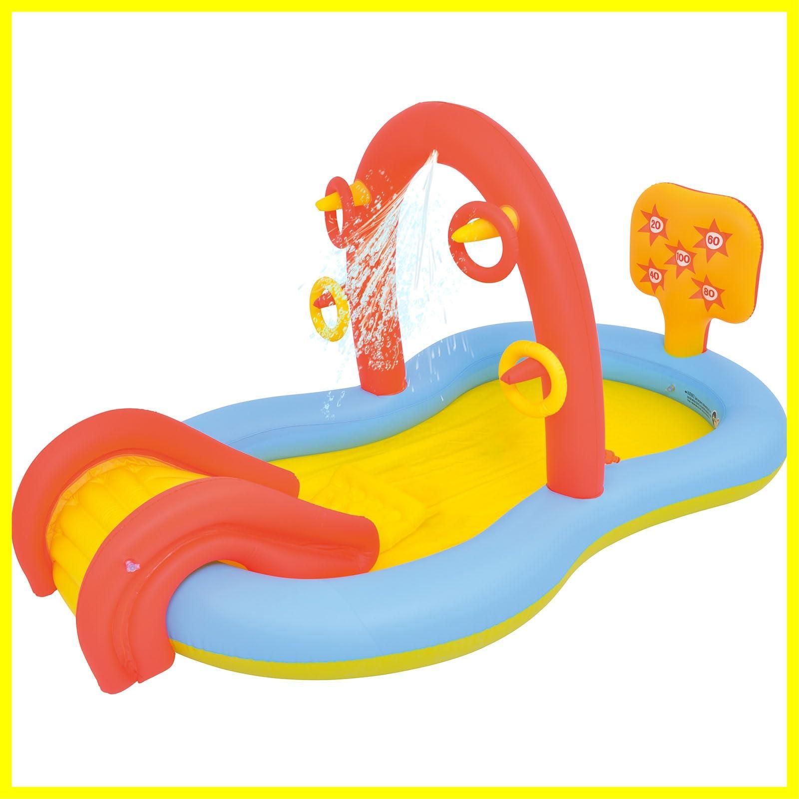 Goodmood 子供用プール 噴水マット プール 滑り台付き 水遊び ぷーる 225×124×104cm 親子遊び 折りたたみ 簡単設置 水遊び プール 暑さ対策 夏対策