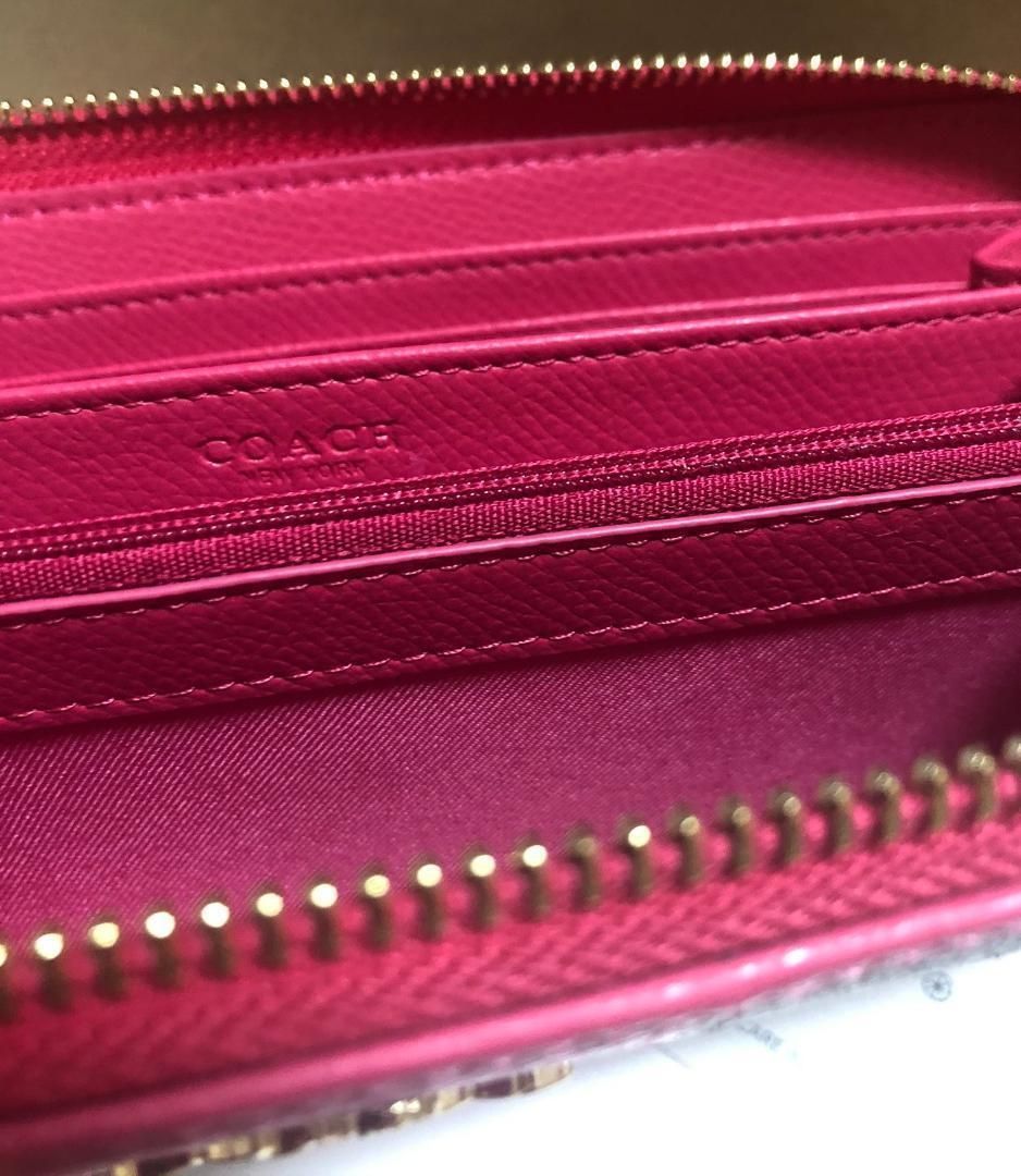 COACH コーチ 新品 ダリアピンク 長財布 レディース 財布 茶色 076