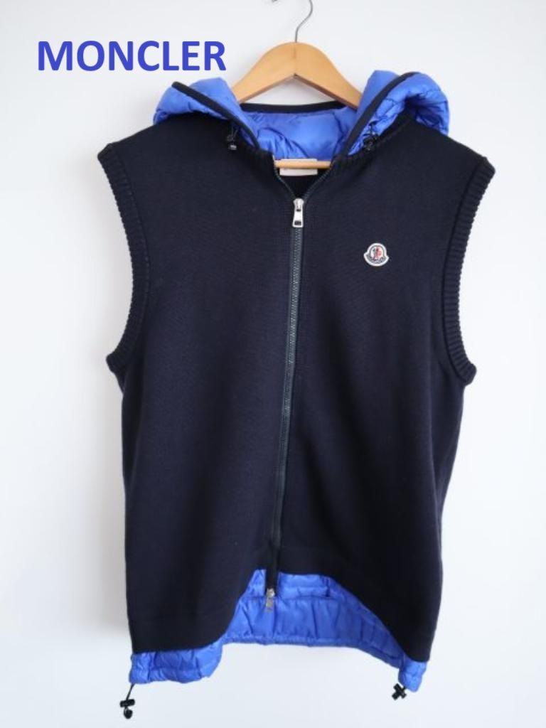 モンクレール ニット切替 ダウンベスト　MAGLIONE TRICOT 　XL 中古・古着通販】MONCLER (モンクレール) ニット切替ダウン