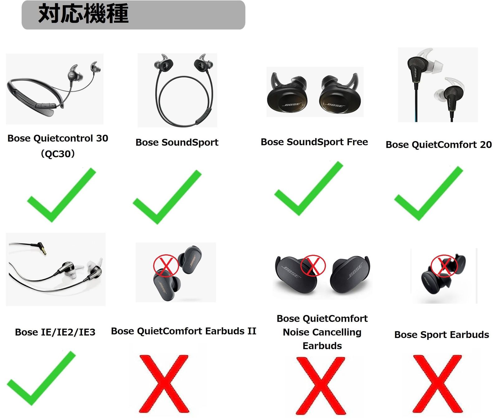 新着商品 イヤーチップ BOSE用 イヤーピース イヤーパッド Bose SoundSport Bose SoundTrue Bose QuietControl 30 wireless headphones QC30 QC20 SIE2 IE3 等のイ