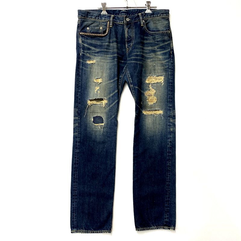 メンズ HYSTERIC GLAMOUR ヒステリックグラマー DENIM PANTS 0221AP04 デニムパンツ スタッズ付き WU加工 ジーンズ ズボン ボトムス 151-250120-ay-25-IZU