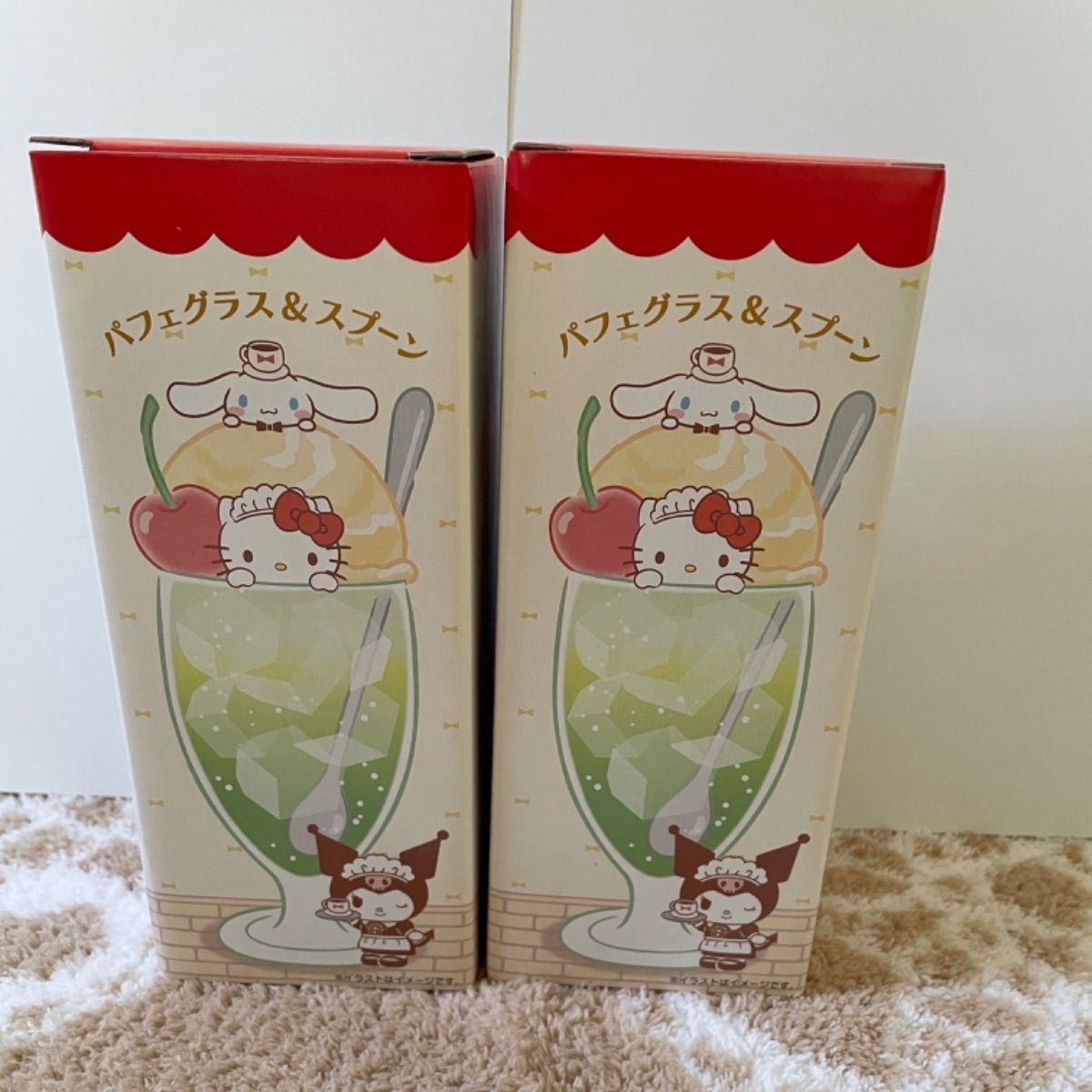 サンリオ 喫茶サンリオ パフェグラス&スプーン グラス　２個　サンリオ喫茶 喫茶サンリオ パフェグラス&スプーンセット - メルカリ