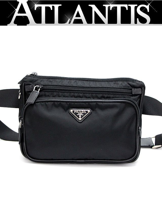 【極美品✨】プラダ ボディバッグ ウエストポーチ テスートナイロン 黒 楽天市場】【中古】 プラダ ボディバッグ 三角ロゴ テスート