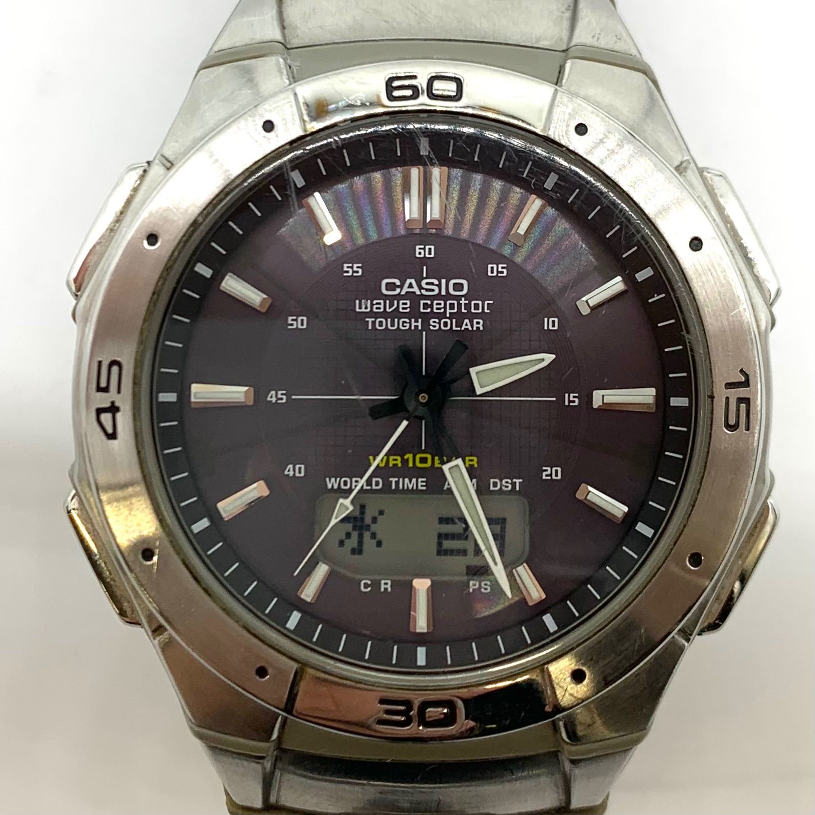 カシオ 稼働品 カシオ ウェーブセプター WVQ-110DJANA-1A2JF デイト 