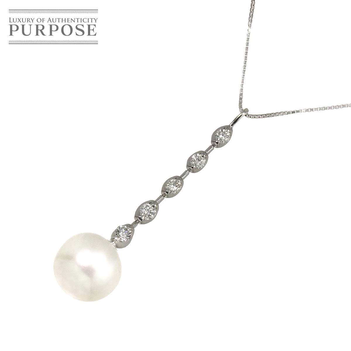 白蝶真珠 11.8mm ダイヤ 0.40ct パール ネックレス 45cm K18 WG ホワイトゴールド 750 Pearl Necklace 90292142