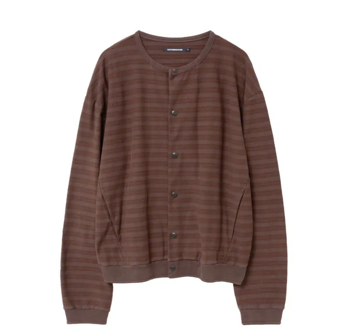 4 HATCHINGROOM ストライプ カーディガン 茶色 レッド