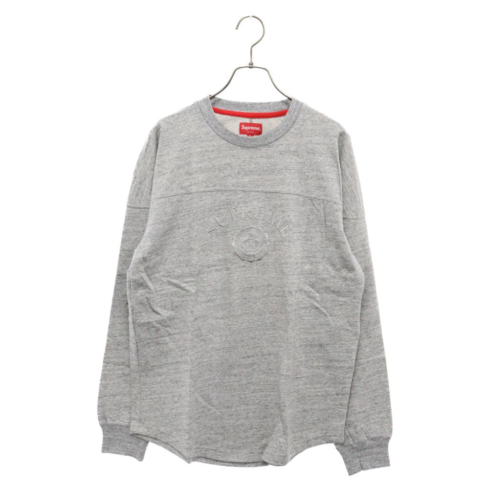 SUPREME (シュプリーム) 15AW Seal L/S Top シールスタンプロゴ刺繍長袖Tシャツ グレー カットソー