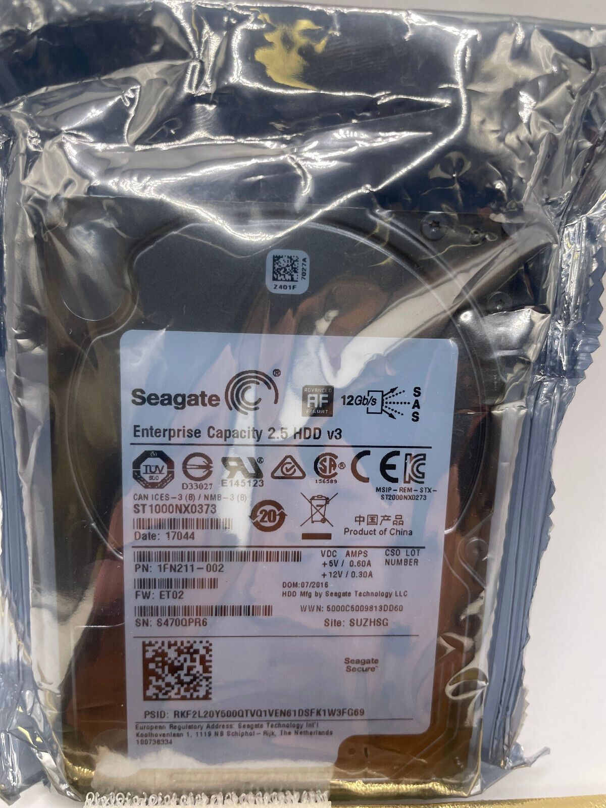 ST1000NX0373 Seagate Enterprise 1TB 7200RPM SAS 12.0Gbps 128MB キャッシュ 2.5 インチ