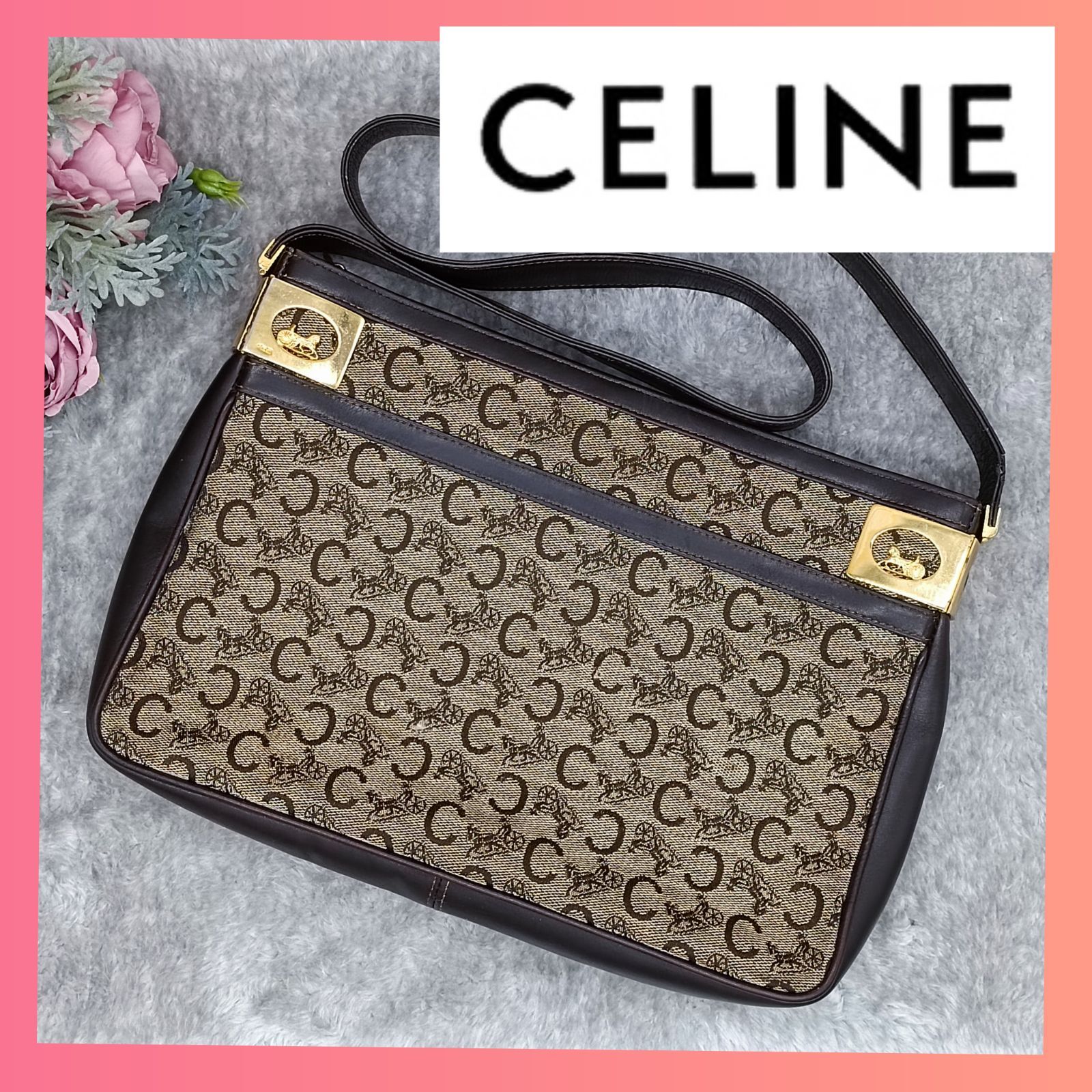 CELINE 》 希少 セリーヌ ショルダーバッグ Ｃマカダム ジャガード織