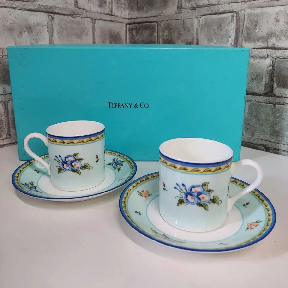 TIFFANY&CO. ティファニー モーニンググローリー デミタスカップ&ソーサー2客セット - メルカリ