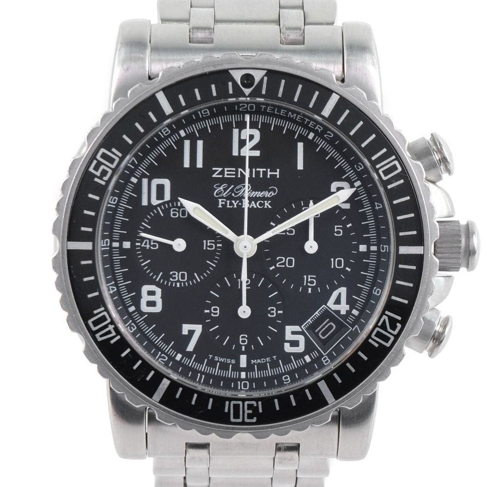 ZENITH ゼニス レインボーブラック 01|02.0470.405 ステンレススチール 自動巻き クロノグラフ メンズ 黒文字盤 腕時計
