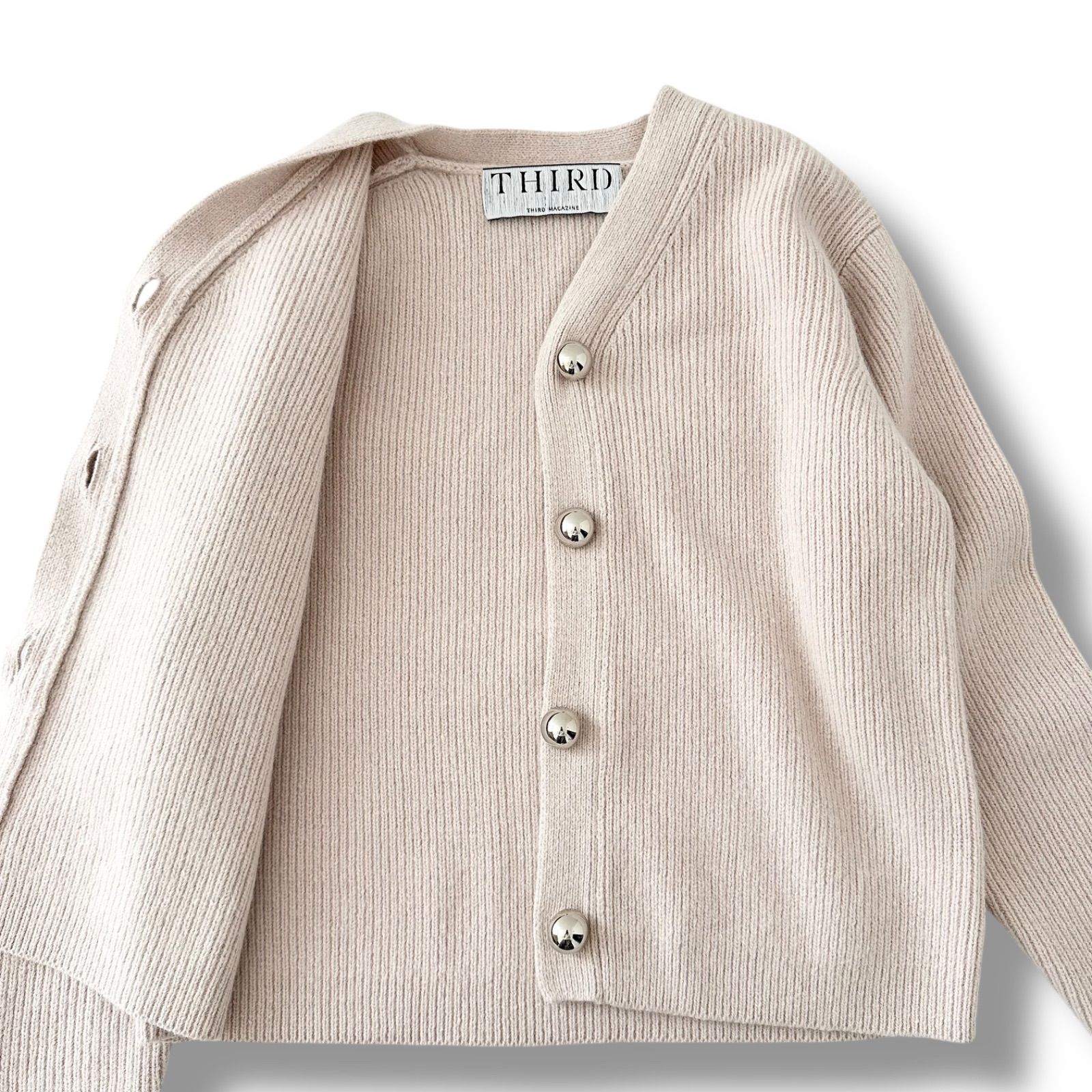 美品 サードマガジン リブ編み ショート カーディガン 9号 ピンク 美品 サードマガジン リブ編み ショート カーディガン 9号 ピンク