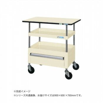 サカエ CSパールワゴン中量タイプ 引出し 天板付 アイボリー CSP-9072CTPI