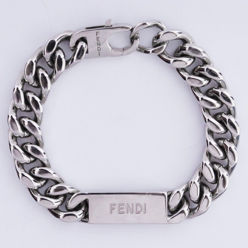 FENDI ブラス ID チェーン ブレスレット Sサイズ シルバー 7AJ543 B08 F0TH0