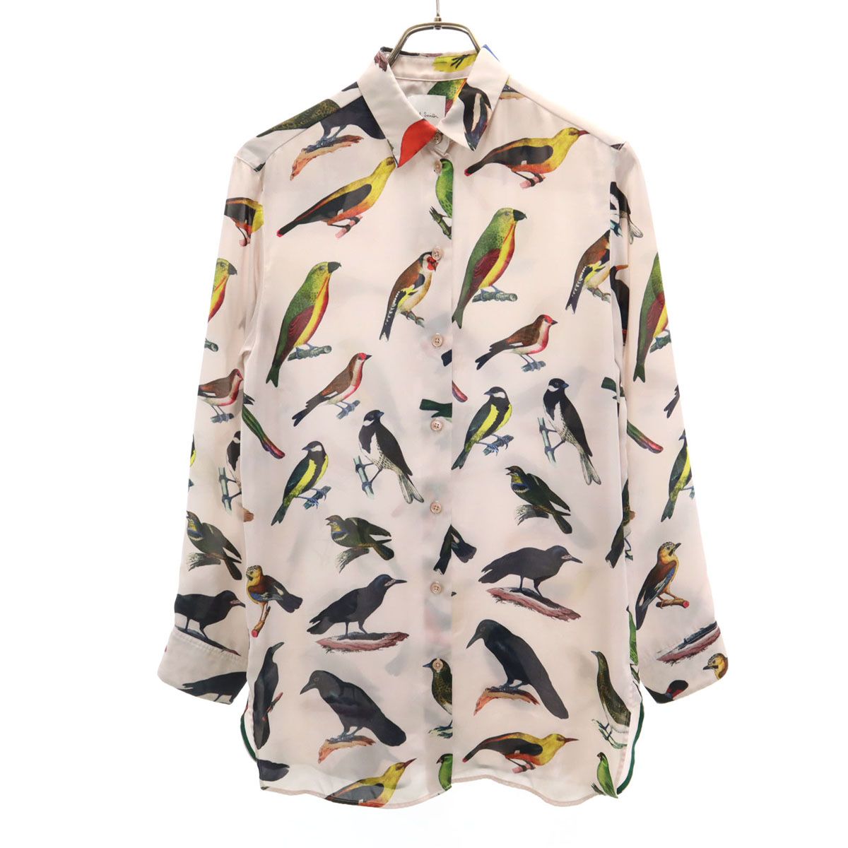 Paul Smith - 古着 Paul Smith ポールスミス 鳥柄 長袖 シースルー シャツ 38 パールピンク レディース Paul Smith ポールスミス 鳥柄 長袖 シースルー シャツ 38