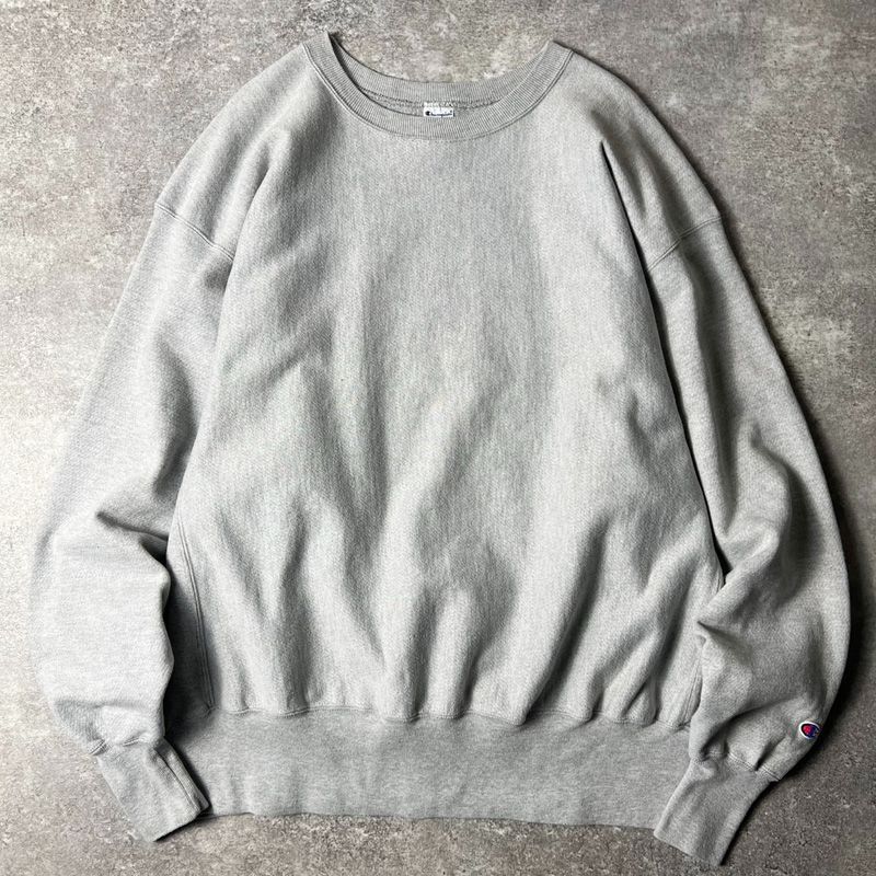 90s Champion 無地 リバースウィーブ スウェット トレーナー XXL 目無し / 90年代 オールド チャンピオン 霜降り グレー