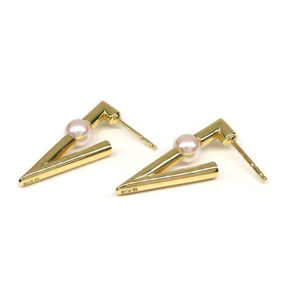 ミキモト Vcode ピアス　K18YG パール ミキモト/ピアス/V Code/K18YG×アコヤパール/パール約5mm/型番