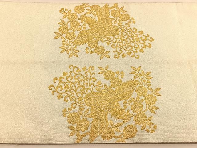 平和屋着物◎太鼓柄袋帯 綴れ 檜扇鳳凰花文 本金糸24K 正絹 逸品