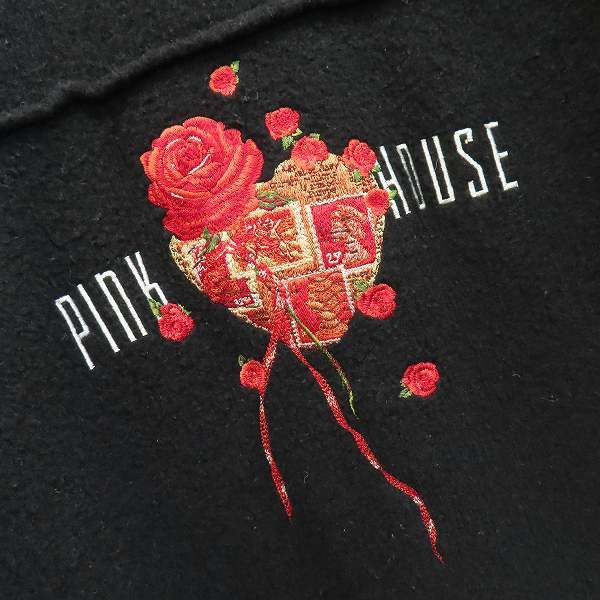 ピンクハウス PINKHOUSE ダッフルコート ロング フーディー ロゴ 花