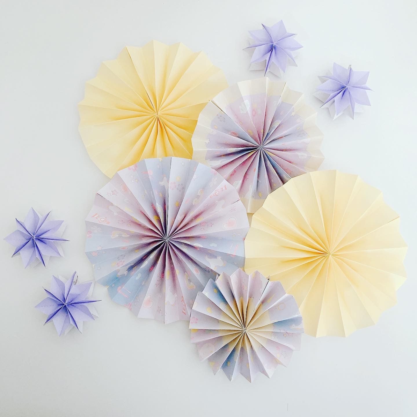 メルカリshops ペーパーファン9個セット ゆめかわユニコーン