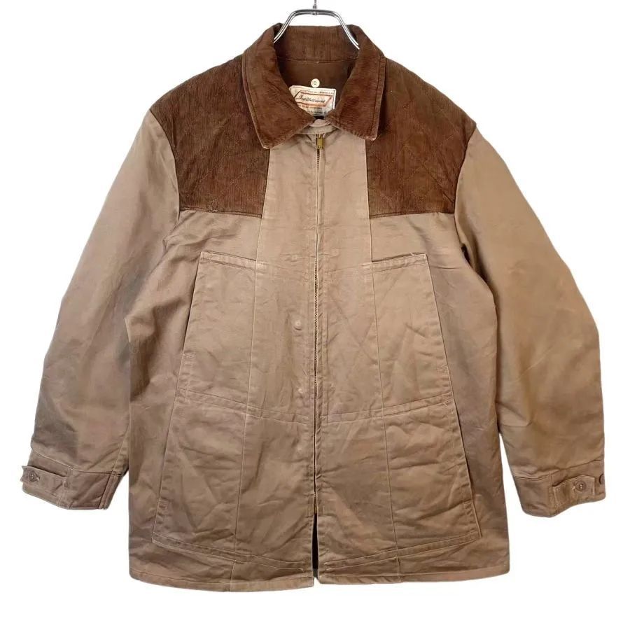 60s70sテッドウィリアムズTed WilliamsシアーズSEARSハンティングジャケッットフィールドジャケットショルダーパッチコーデュロイ切り替えベージュ茶色ブラウンアウトドアTALONタロンジップ ヴィンテージ50305
