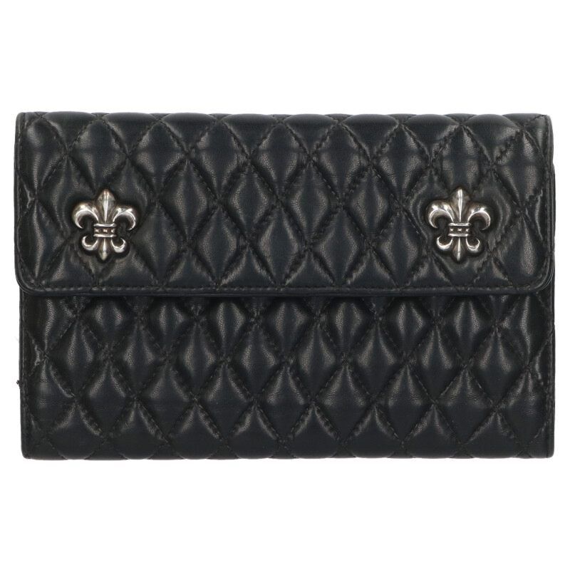 クロムハーツ ＃4ウェーブキルティングレザーウォレット財布 クロム