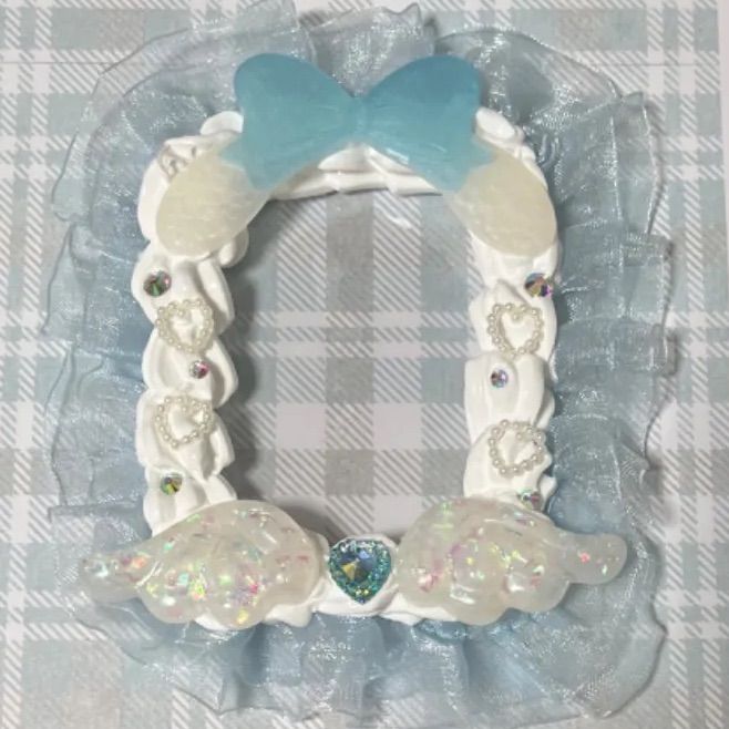 ハンドメイド】ホイップデコ 羽子板 紫蝶レース ホイップ デコ 紫