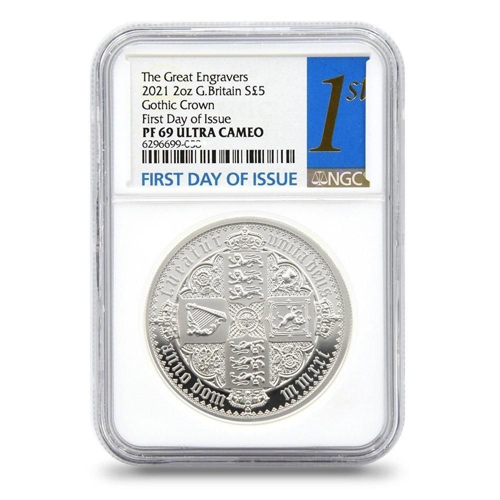 ゴチッククラウン2021 】 即日鑑定品 プルーフ銀貨 エリザベス2世 2oz