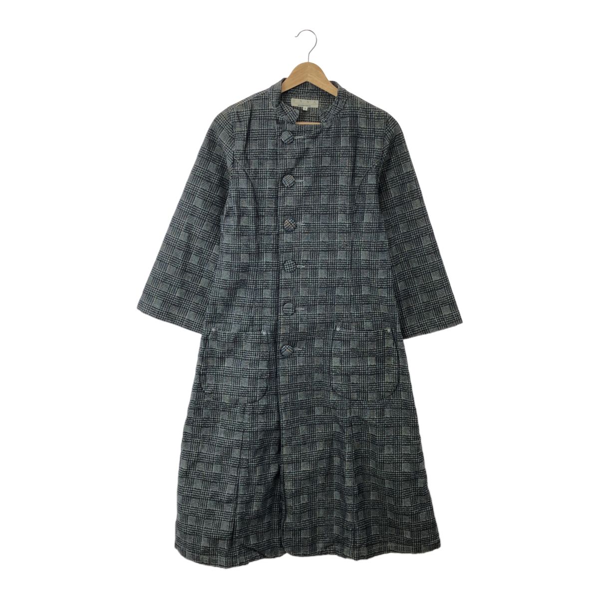 EVISU エヴィス ONNA チェックロングコート ネイビー グレー 