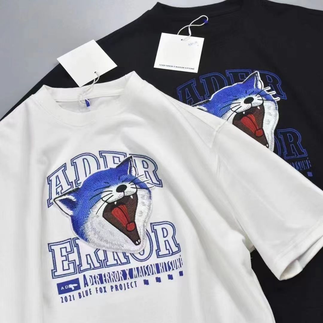 人気 ADER ERROR MAISON KITSUNE コラボ Ｔシャツ アーダーエラー メゾンキツネ Yawn Fox T-Shir.t 男女兼用  半袖 刺繍ロゴ ビックロゴ デカロゴ - メルカリ