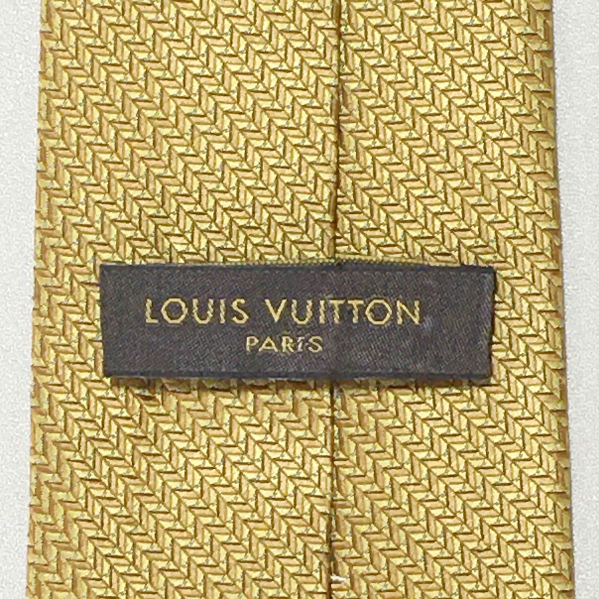 LOUIS VUITTON シルク ネクタイ イエロー LOUIS VUITTON ルイ・ヴィトン イタリア製 シルク ロゴ ネクタイ
