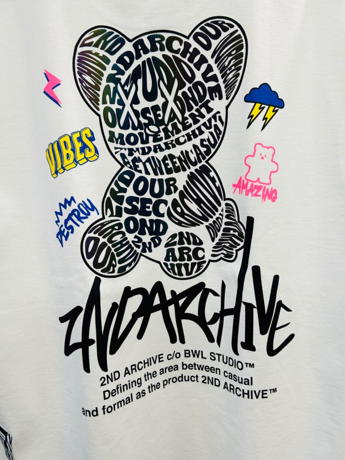 2ND ARCHIVE／セカンドアーカイブ メッセージベアバックTシャツ