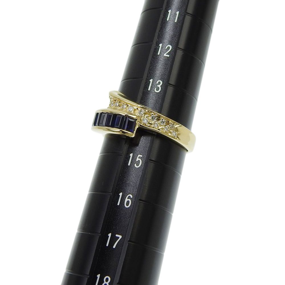 本物保証】 鑑付 新品同様 リング 約6.1g K18YG 天然コランダム ブルー  