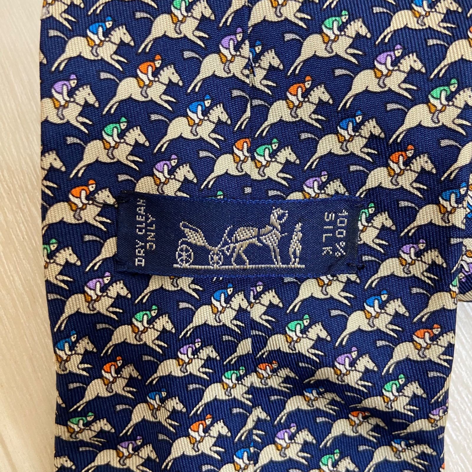 鑑定済み】HERMES エルメス シルク100% ネクタイ ネイビーホース