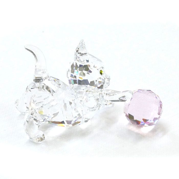 全ての SWAROVSKI スワロフスキー 子ネコ(ピンクボール) オブジェ 彫刻+オブジェ
