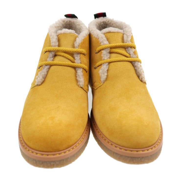  GUCCI グッチ ブーツ 483457 スウェード からし色 イエロー系 アングリーキャット UFO 参考サイズ20.6 cm 男女兼用可 キッズ スエード ブーツ ブーティ キッズシューズ