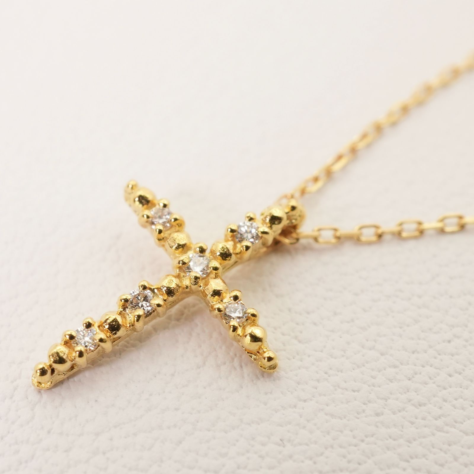 アーカー クロスネックレス K18 美品 美品 アーカー クロス ピアーズ K18 ネックレス ダイヤ/25-1145S