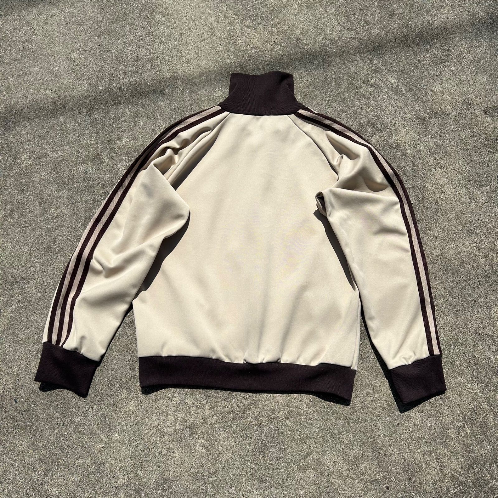 80s adidas デサント ベージュ×ブラウン トラックジャケット 在原 