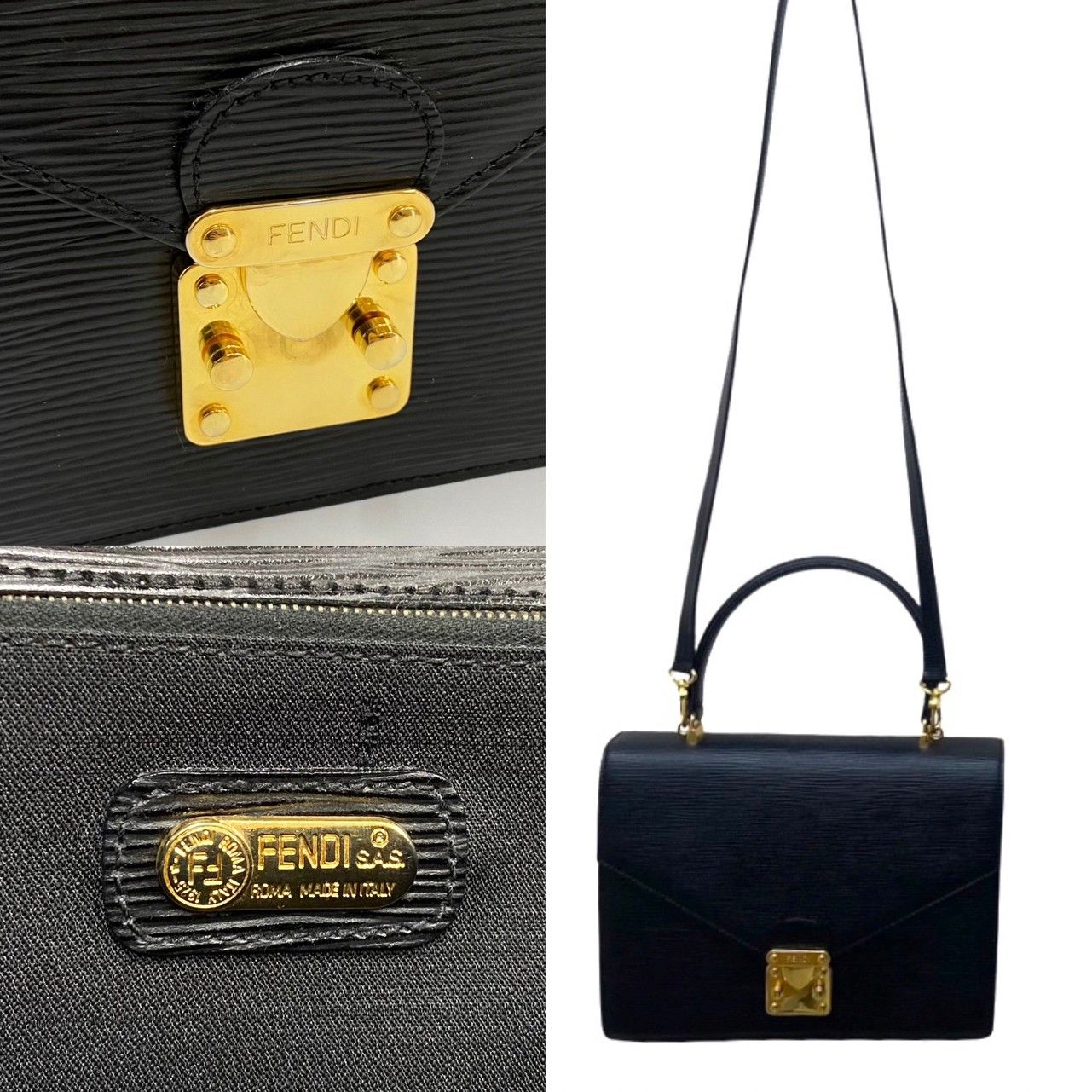 未使用保管品 希少品 保存袋付き FENDI フェンディ ロゴ 金具 エピ 