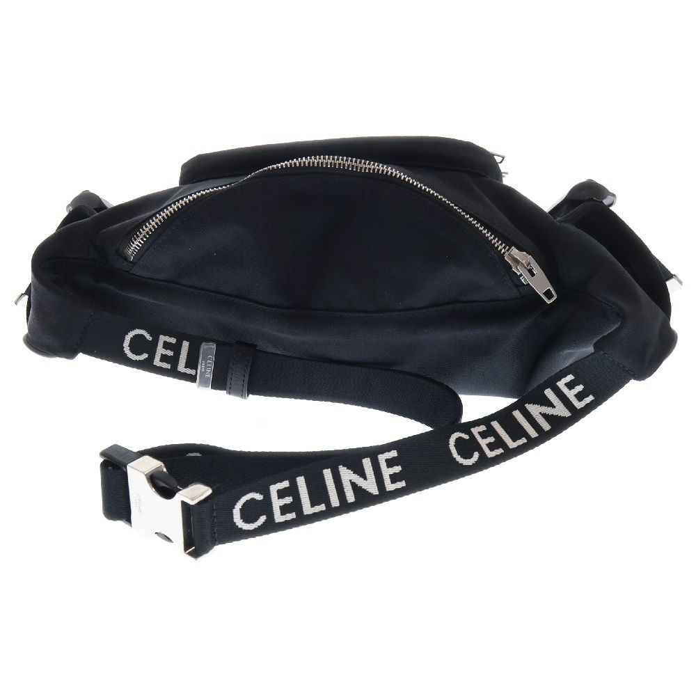 CELINE セリーヌ トレッキング ベルトボディバッグ ブラック ウエストバッグ シルバー金具 ロゴ ナイロン 198682DMT
