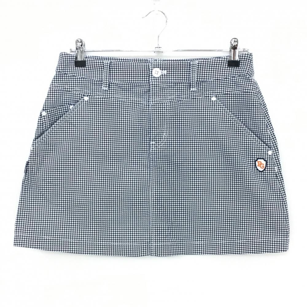 パーリーゲイツ☆美品 千鳥ジャガード スカート ネイビー S☆ パーリーゲイツ スカート ネイビー×白 千鳥格子 バックロゴ