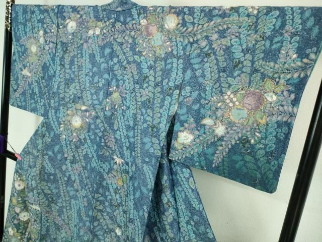 平和屋着物□極上 染色図案 池川禎亮 訪問着 辻が花 金彩 銀通し地