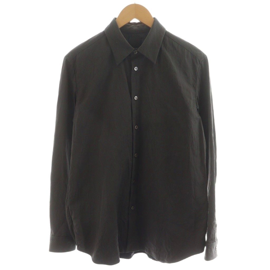 ヤマウチ 山内 塩縮加工コットンリネン シャツ 長袖 麻 3 グレー YC41  