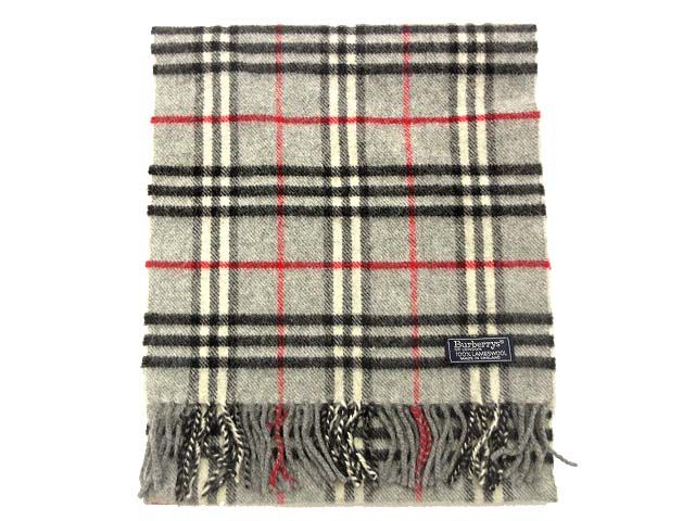 Burberrys チェック柄マフラー ウール100% バーバリーズ Burberrys ウール100% マフラー チェック柄 グレー