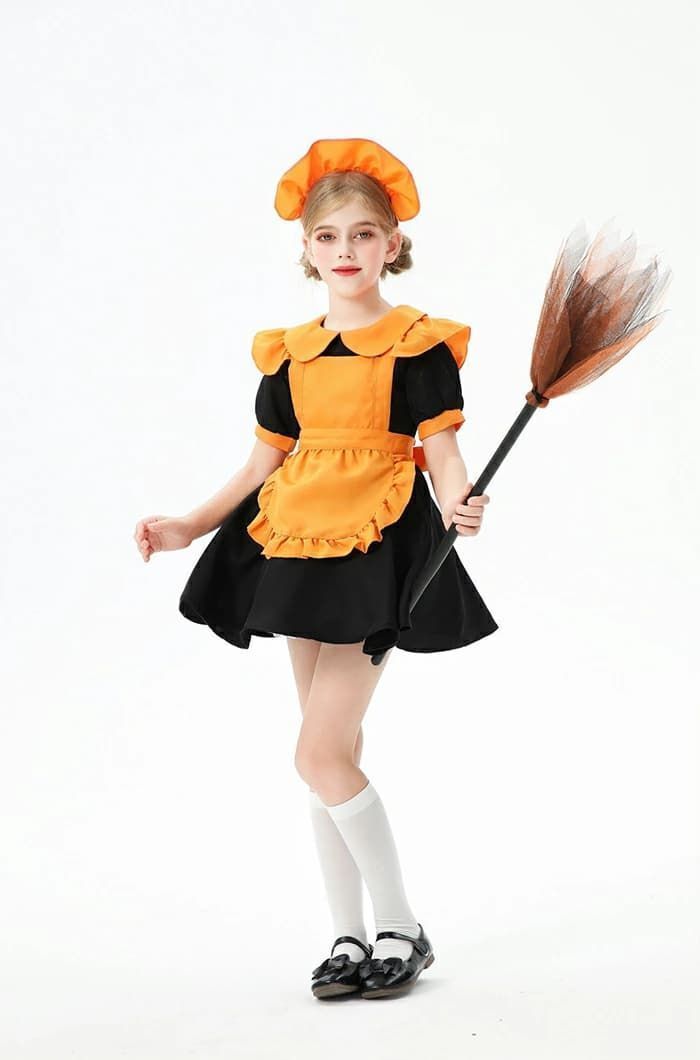 最大75％割引！ メイド服 子供 女の子 キッズ ハロウィン衣装 即 OK コスプレ メイド カボチャ Lolita プリンセス 制服 かぼちゃ パンプキン 変装 魔女 エプロン コスプレ衣装 ハロウィーン用品 コスチューム Halloweenxiaokb388